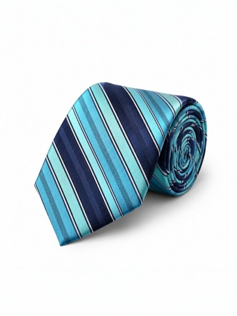 Club Room 100% Silk Blue Teal Striped Mens Necktie Business Office Ties